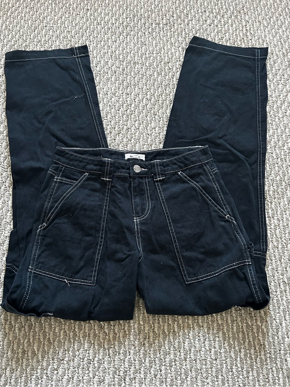 Garage Black Pants with White Contrast Stitching